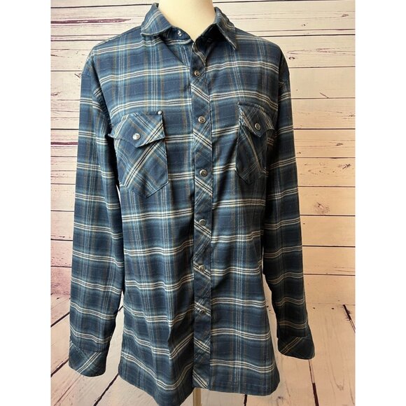 Kuhl flannel shirt size Large Mens Plaid Pearl Snap Western Western Flap Pockets - Picture 3 of 12